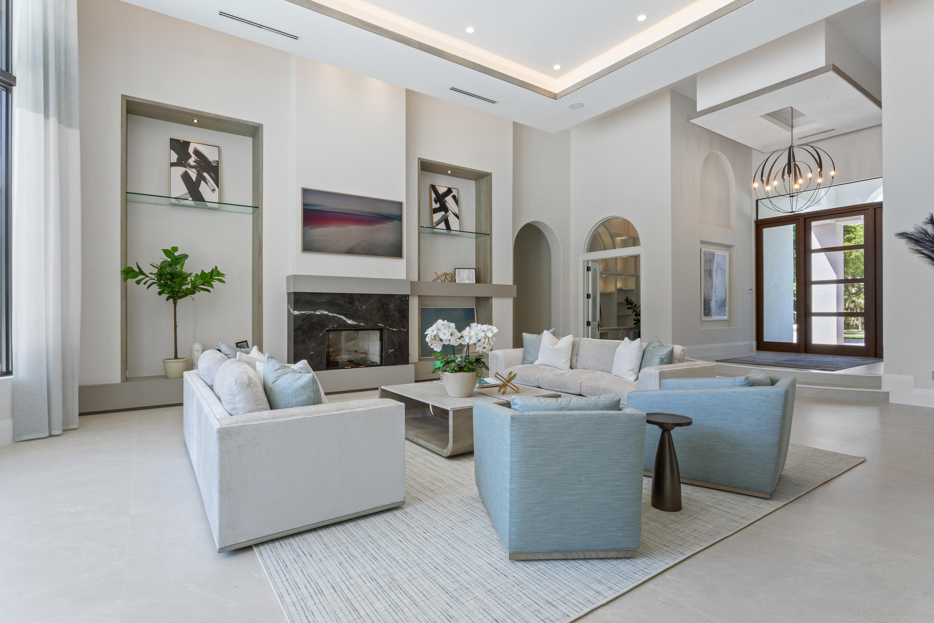 6009 Le Lac Road Boca Raton, FL 33496 - Photo 8 of 35 a living room with fireplace furniture and a fireplace