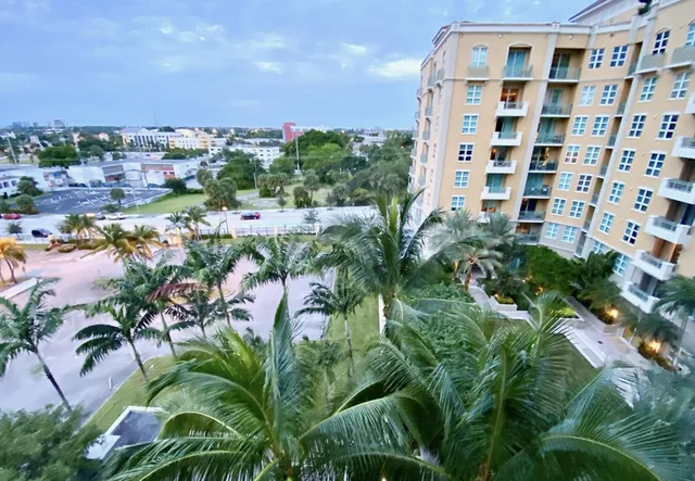 a view of a city with tall buildings