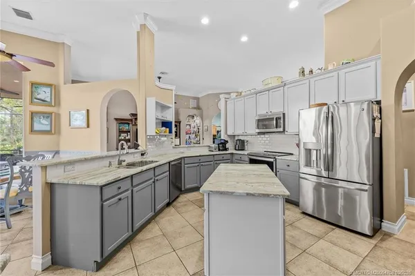 a view of a lake with a yard