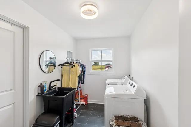 a view of storage and utility room with utility and racks