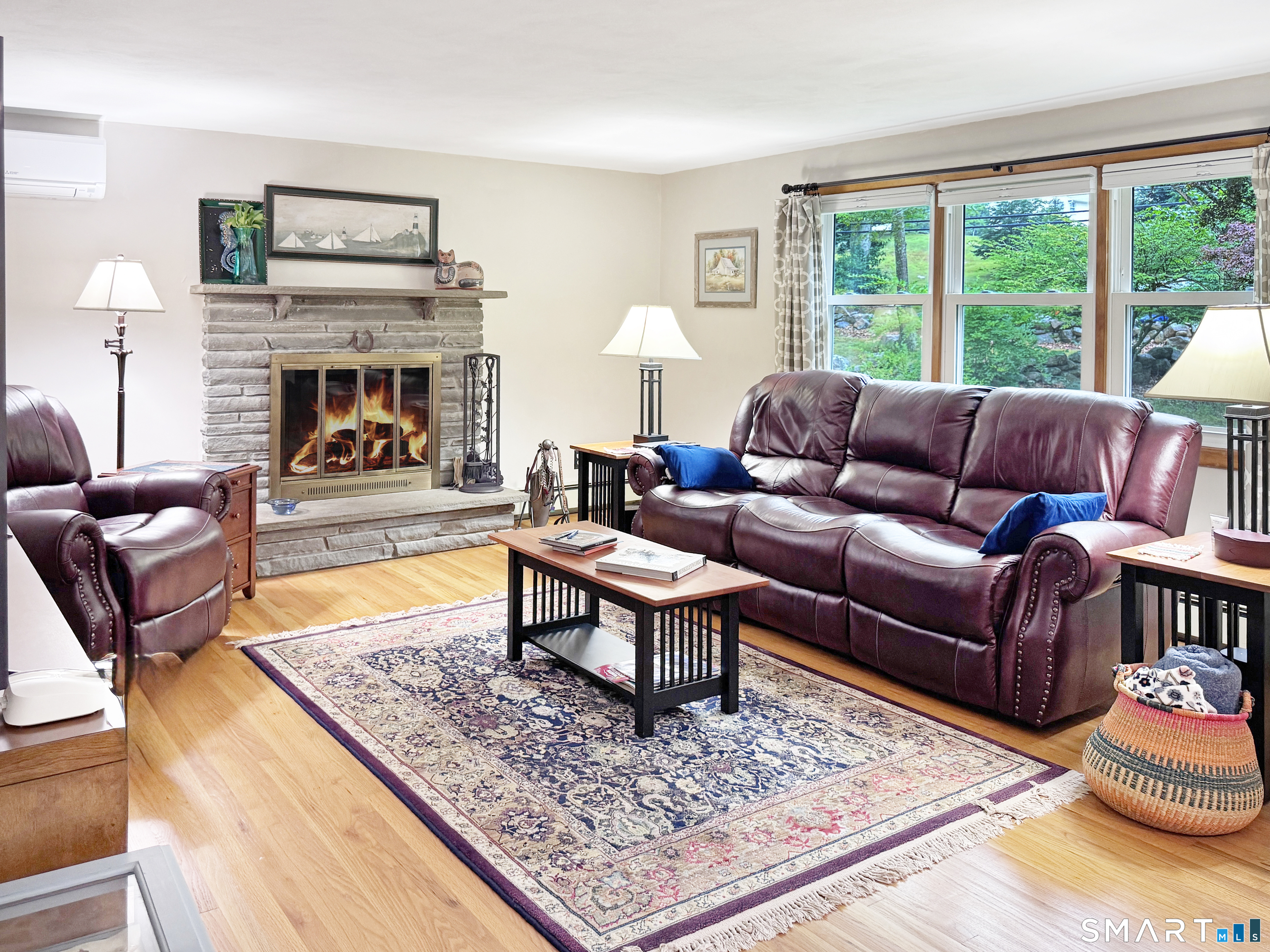 95 Stoddards Wharf Road Ledyard, CT 06339 - Photo 12 of 36 Living Room with Wood Burning Fireplace