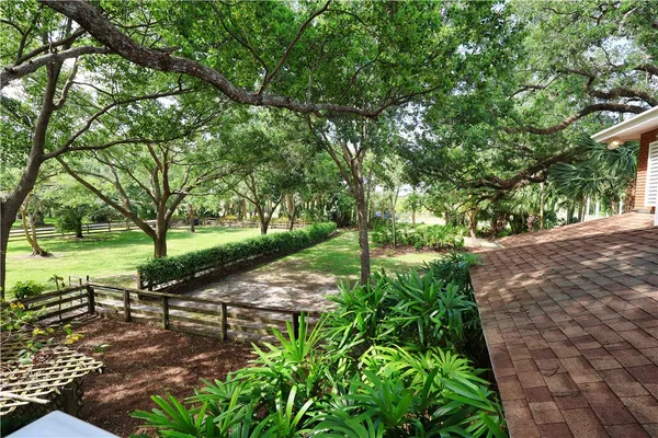 a backyard of a house with lots of green space