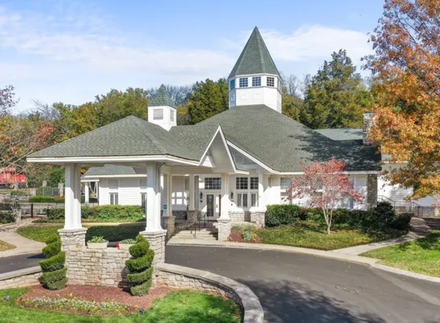 a view of a lake with a patio