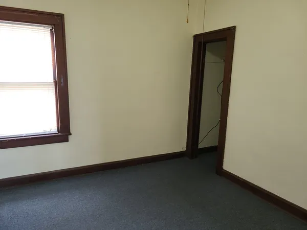 a view of a small space and a window