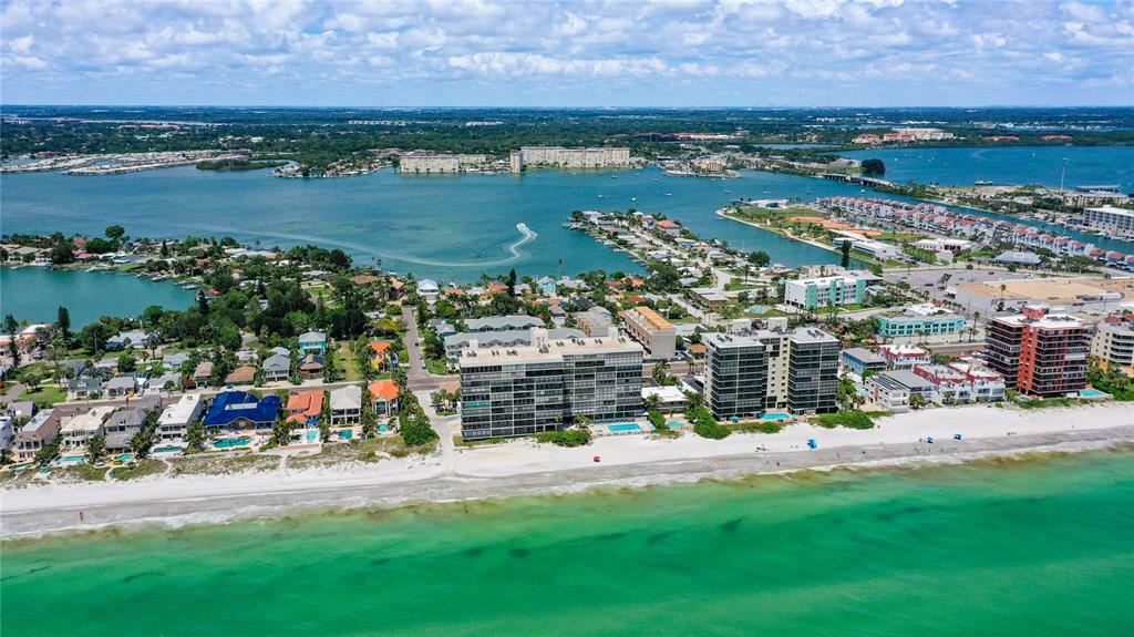 15462 Gulf Boulevard, Unit 501 Madeira Beach, FL 33708 - Photo 44 of 88 an aerial view of residential building with lake view and mountain view