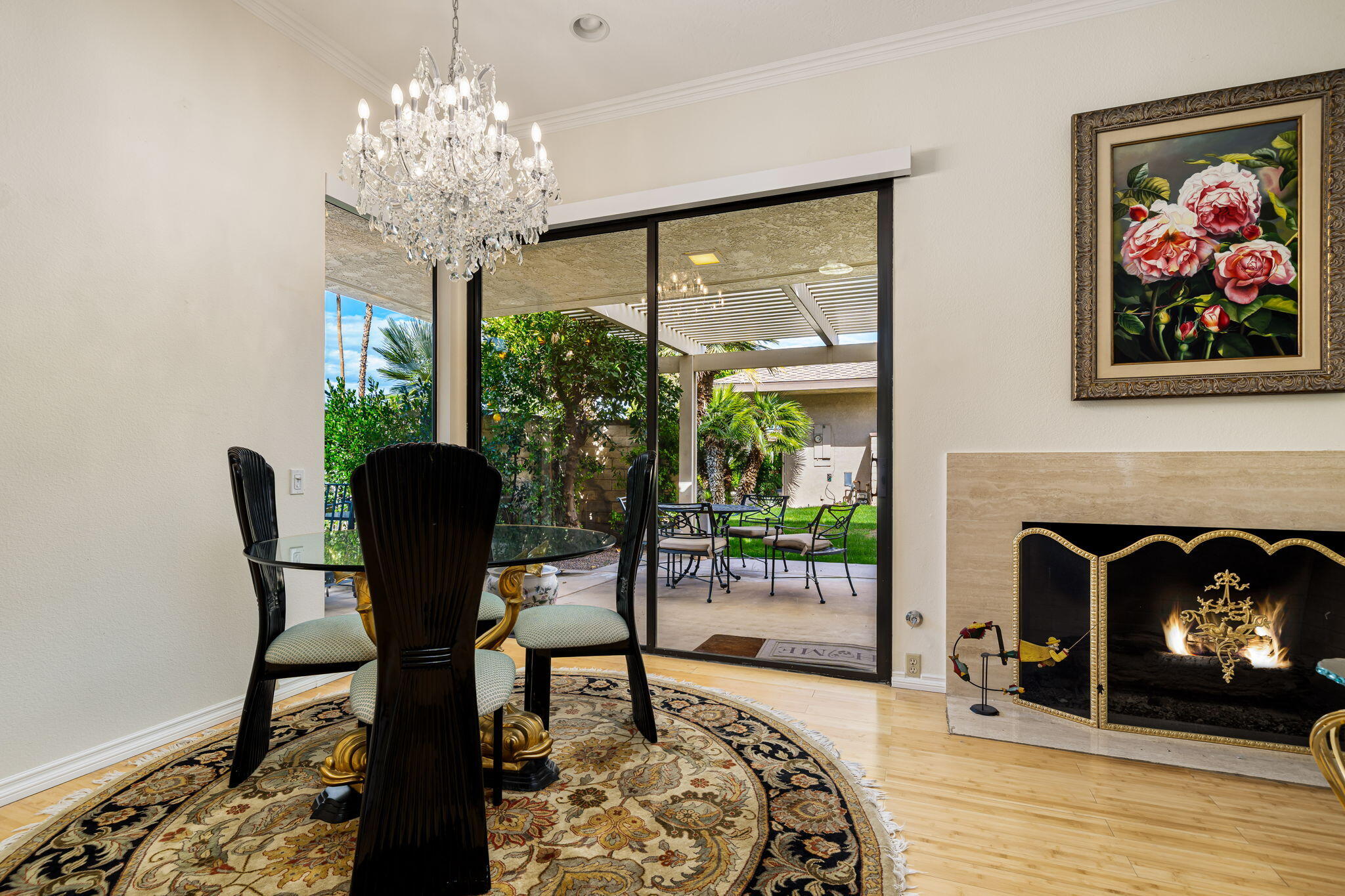 1 Rutgers Court Rancho Mirage, CA 92270 - Photo 5 of 37 a view of a livingroom with furniture and a fireplace