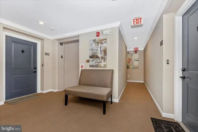 a living room with furniture and a rug