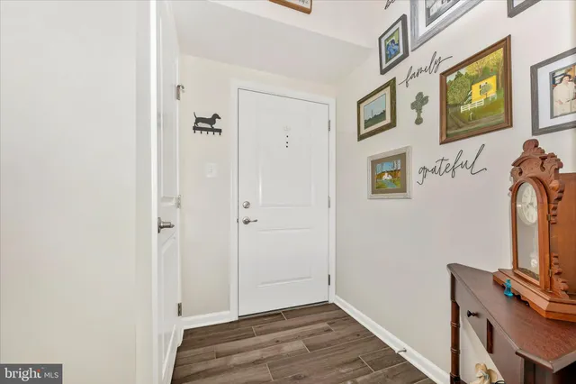 a view of a hallway with workspace