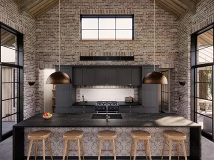 a view of living room kitchen with a large window