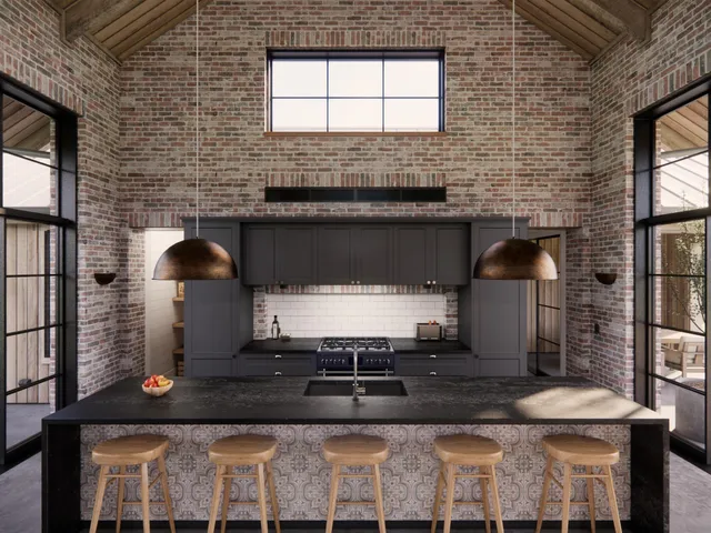 a view of living room kitchen with a large window