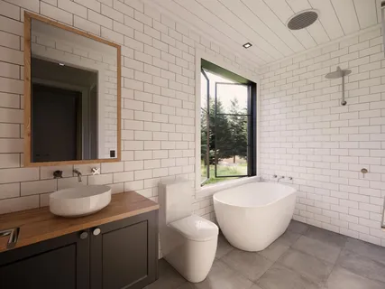 a bedroom with a bed and large window