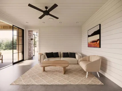 a living room with furniture