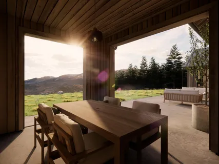 a view of swimming pool with seating space