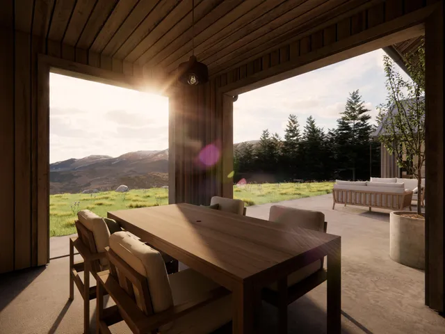 a view of swimming pool with seating space
