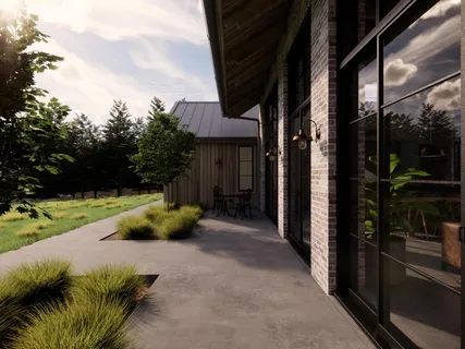 a view of a swimming pool with a yard