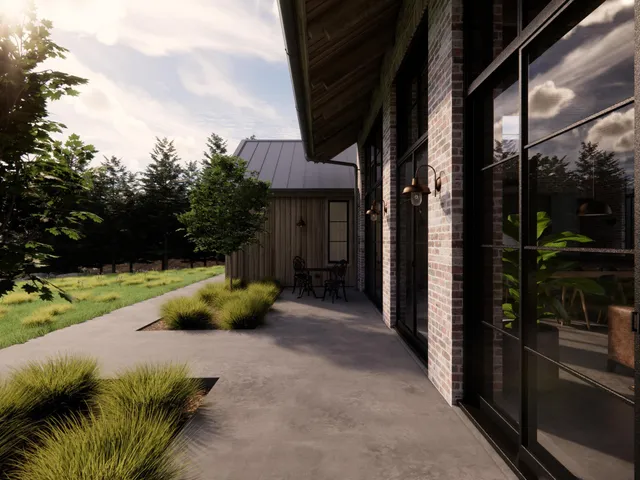 a view of a swimming pool with a yard