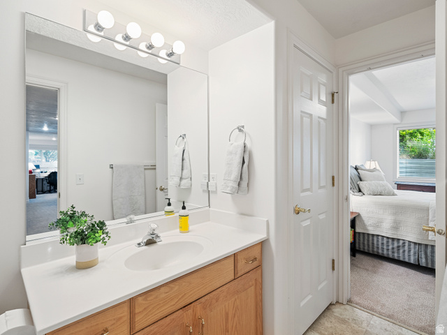 11881 Cottage View Lane Draper, UT 84020 - Photo 18 of 29 Bathroom vanity featuring a white countertop with an integrated oval sink and a chrome-finish faucet
