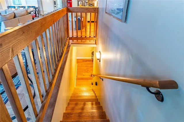 a view of balcony with furniture