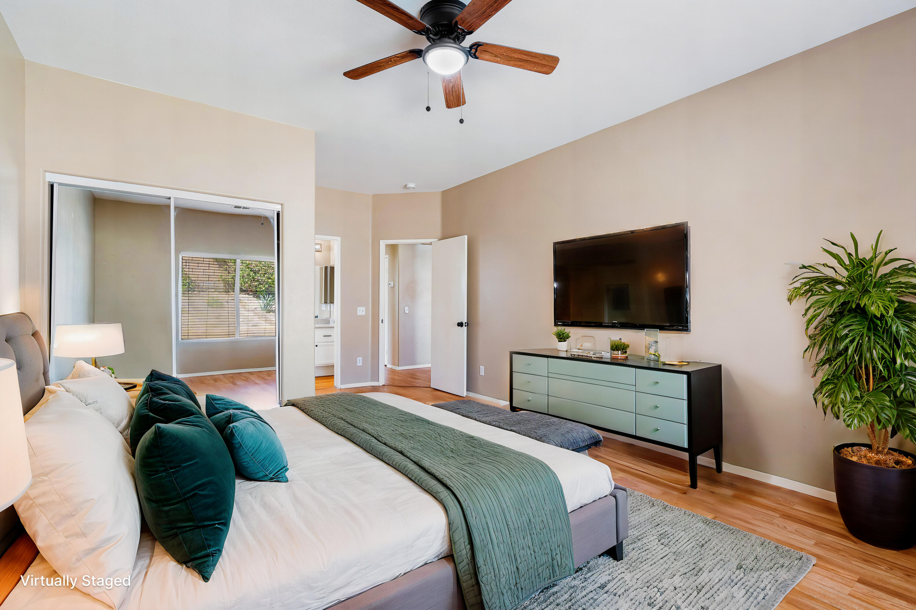 83160 Shadow Hills Way Indio, CA 92203 - Photo 35 of 50 a bedroom with a bed and a flat screen tv