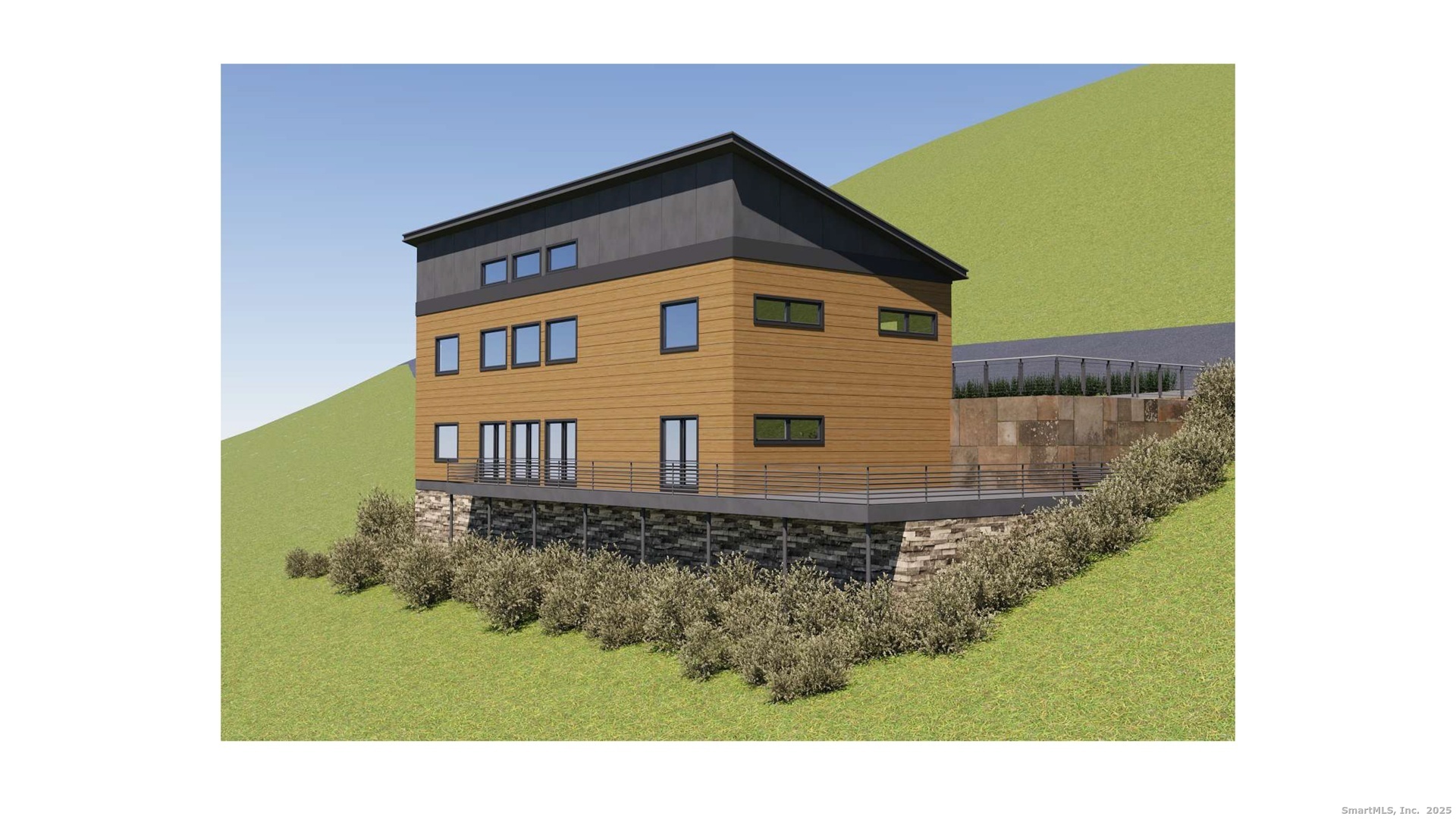 31 B June Road Washington, CT 06777 - Photo 2 of 20 Perspective rendering highlighting the lake-facing facade and multi-level deck.