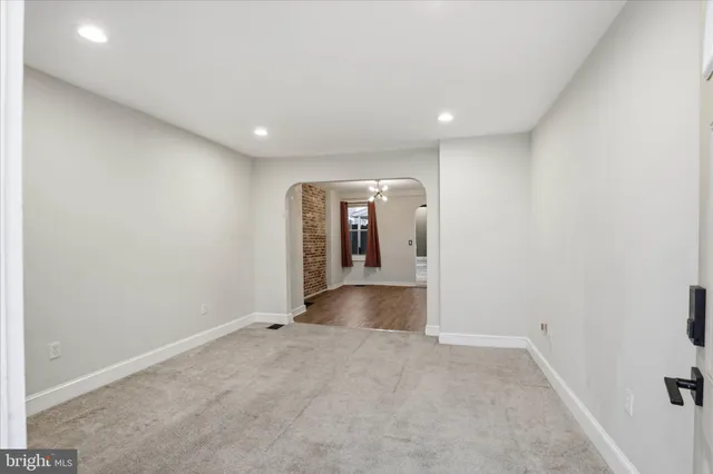 a view of livingroom and hallway