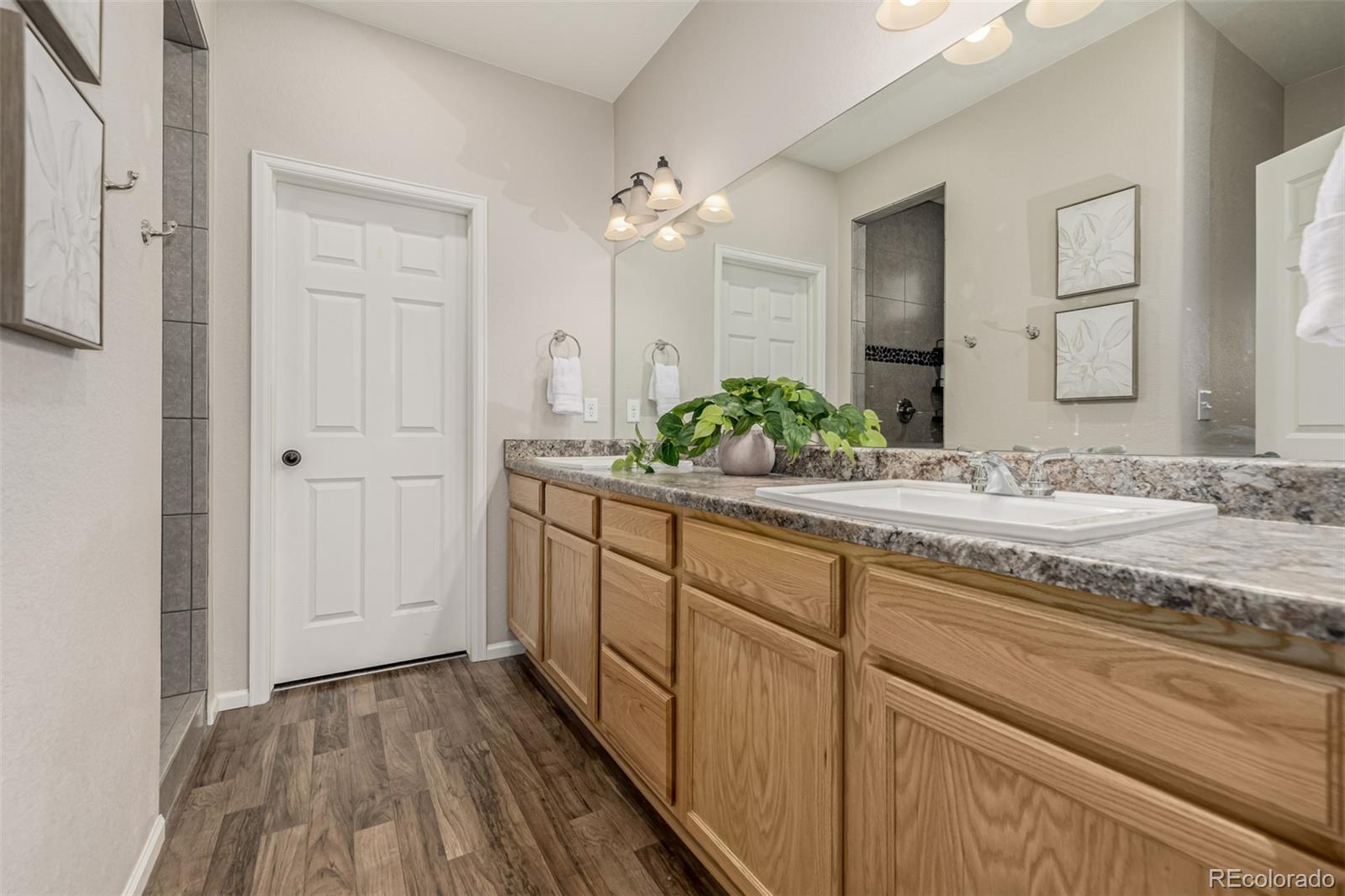 5568 Ceylon Street Denver, CO 80249 - Photo 19 of 43 a bathroom with a sink and mirror