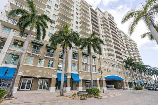 a front view of a multi story building