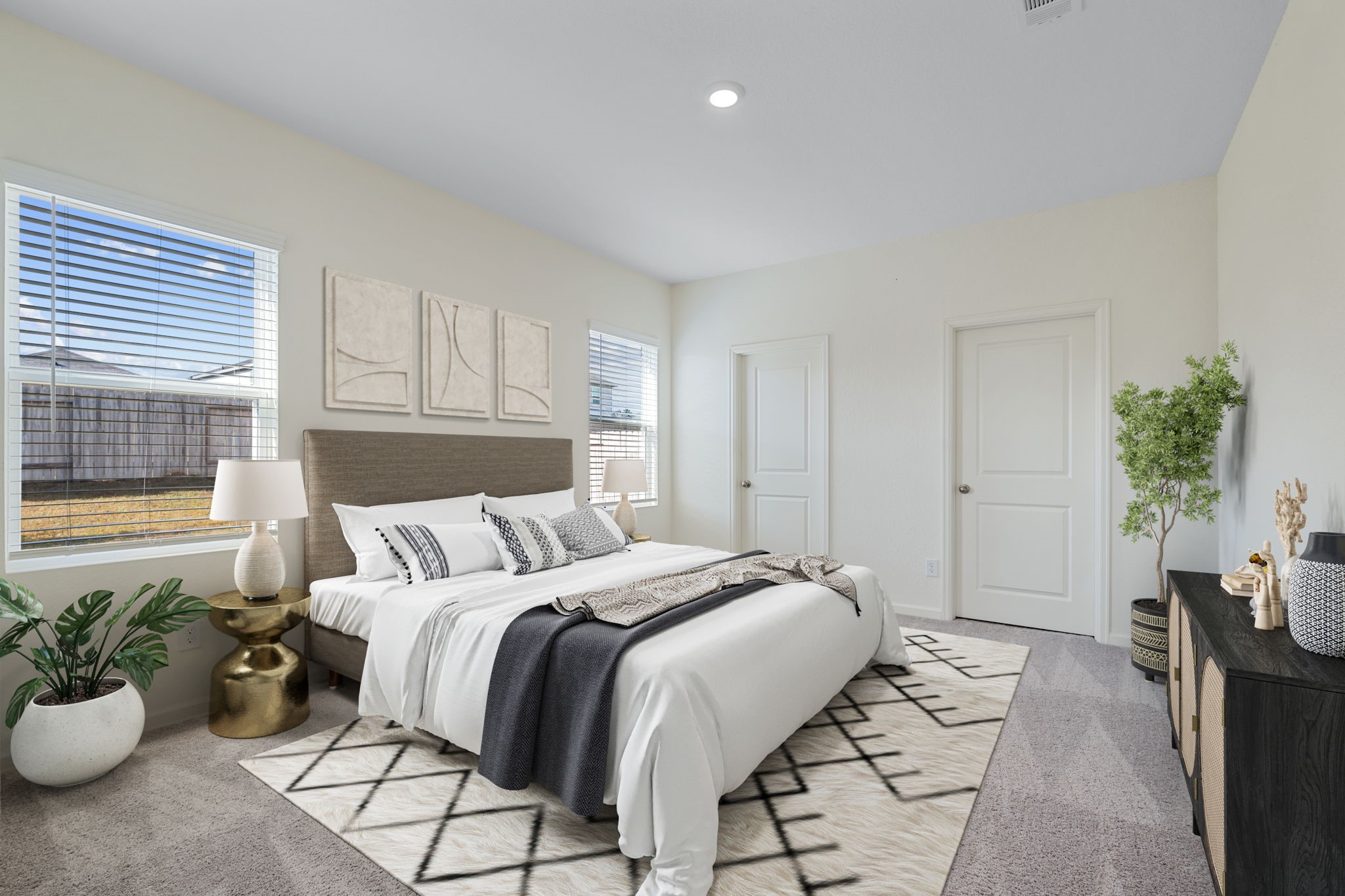 614 Edge Lake Court Montgomery, TX 77316 - Photo 13 of 27 a bedroom with a bed and a potted plant