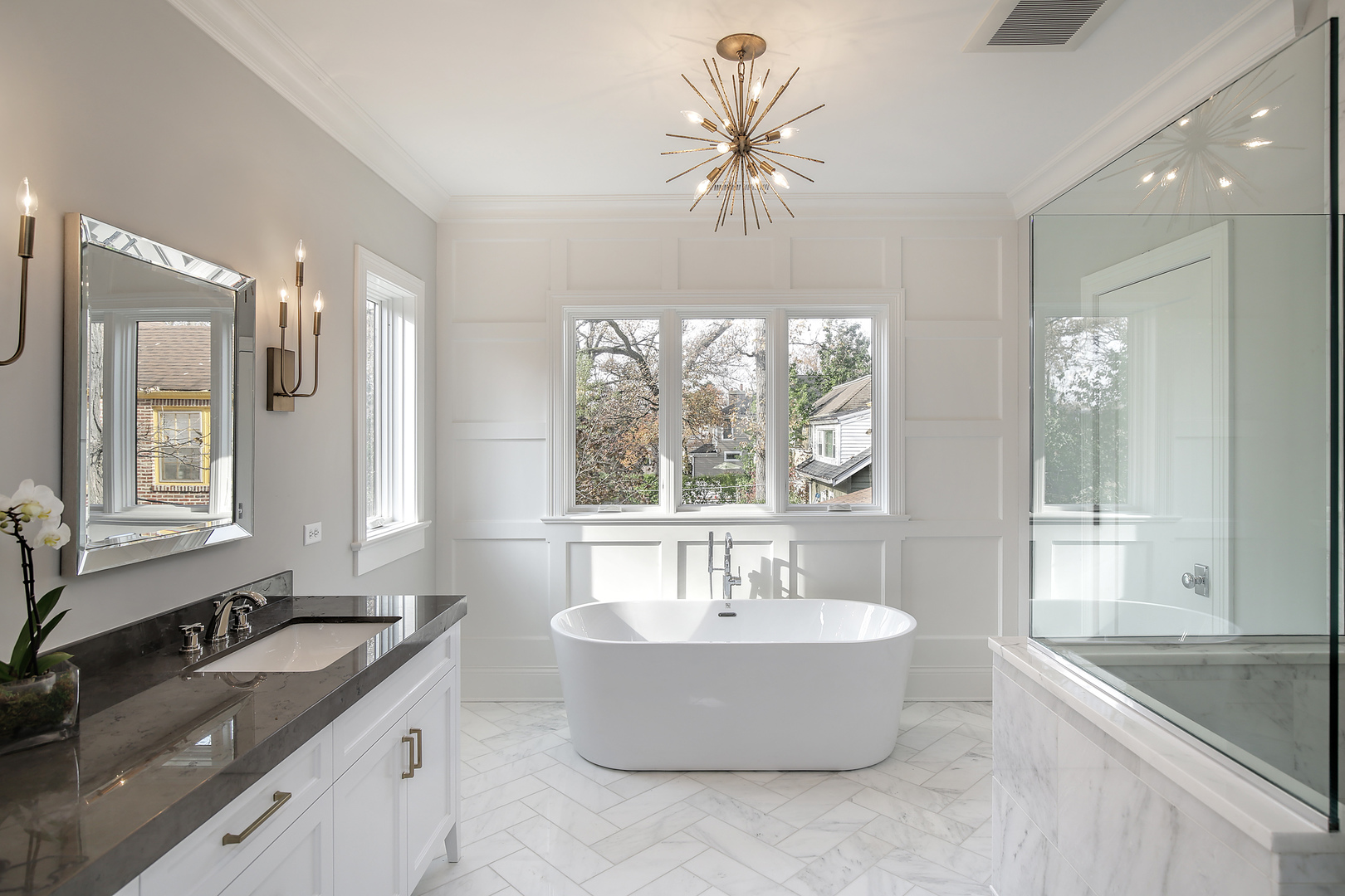 1401 Maple Avenue Wilmette, IL 60091 - Photo 12 of 46 a bathroom with a granite countertop tub and 2 sink