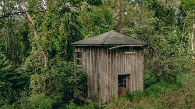 a wooden door with a outdoor space
