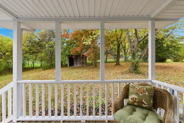 a view of a porch with a couch