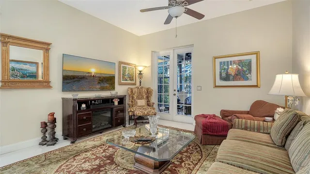 a view of a lake with a house in the background