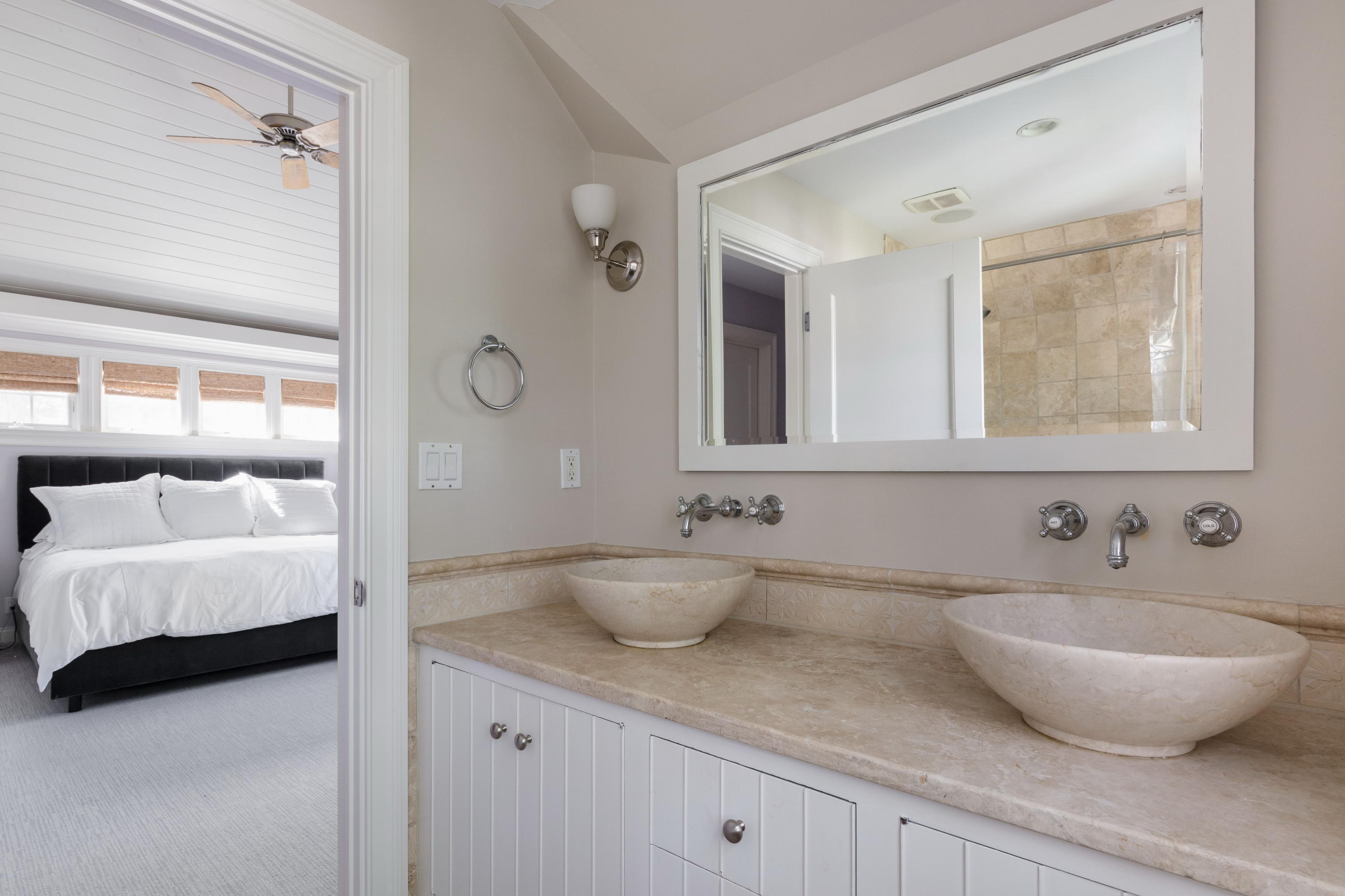23 Waverly Road Darien, CT 06820 - Photo 22 of 28 a bathroom with a granite countertop sink and a mirror
