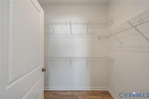 a view of small space with racks on the wall
