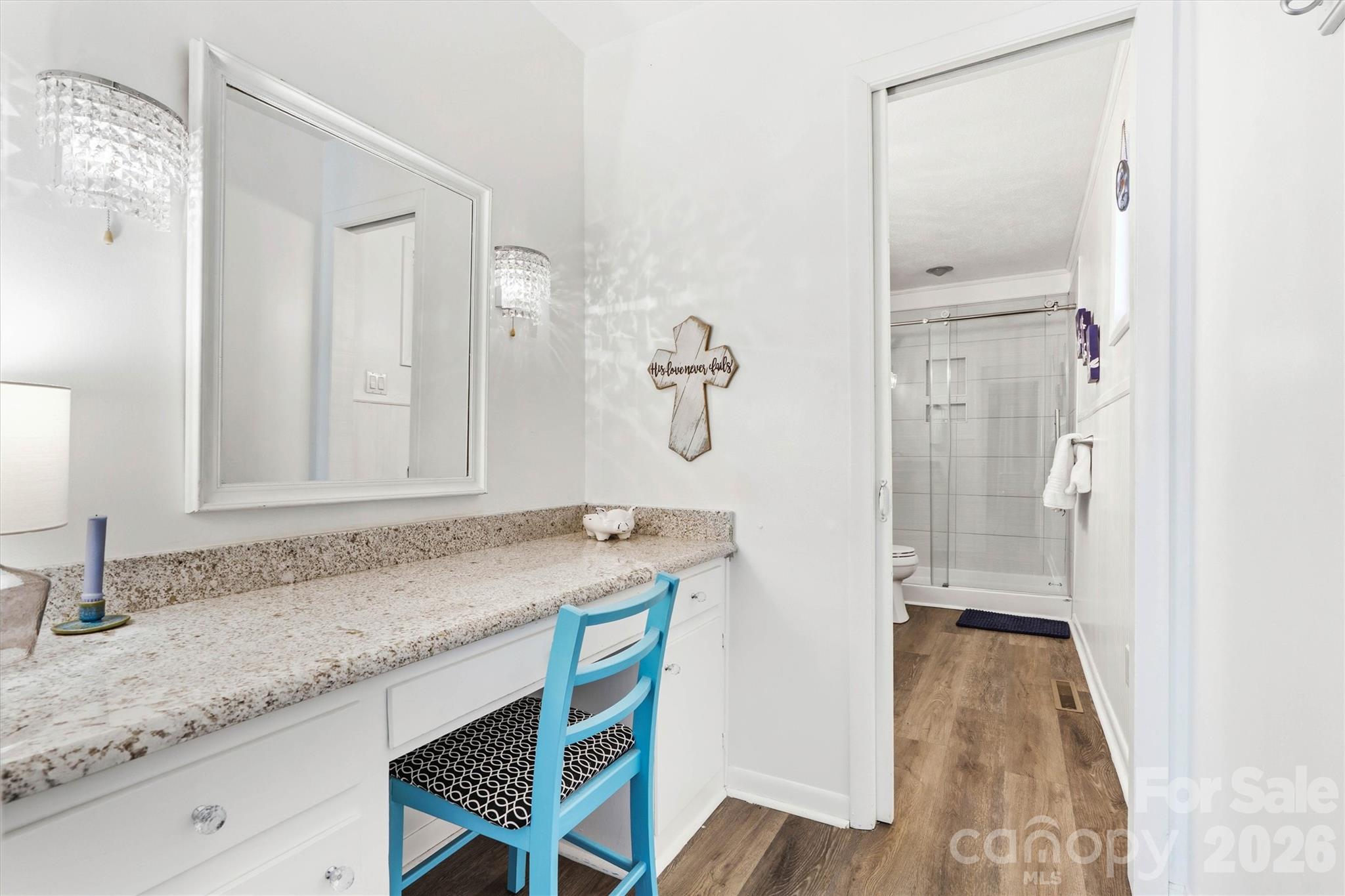 6566 Harbor Lane Conover, NC 28613 - Photo 18 of 43 a bathroom with a granite countertop sink and a mirror
