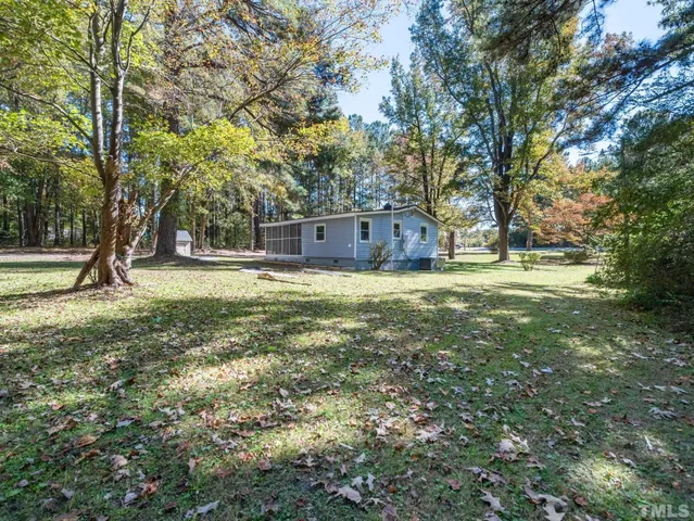 a view of a tree in a yard