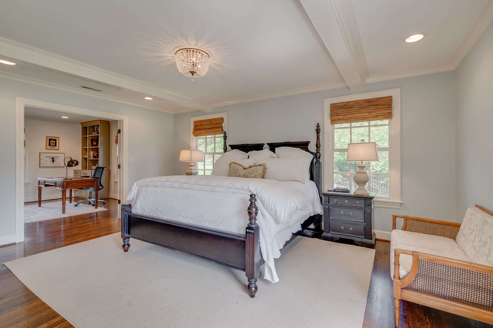 4321 Sneed Road Nashville, TN 37215 - Photo 19 of 37 a bedroom with a bed and wooden floor