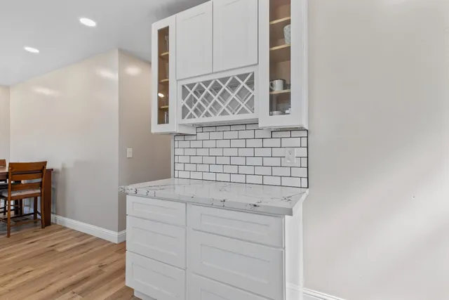 a view of wooden cabinets