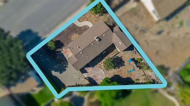 an aerial view of a house