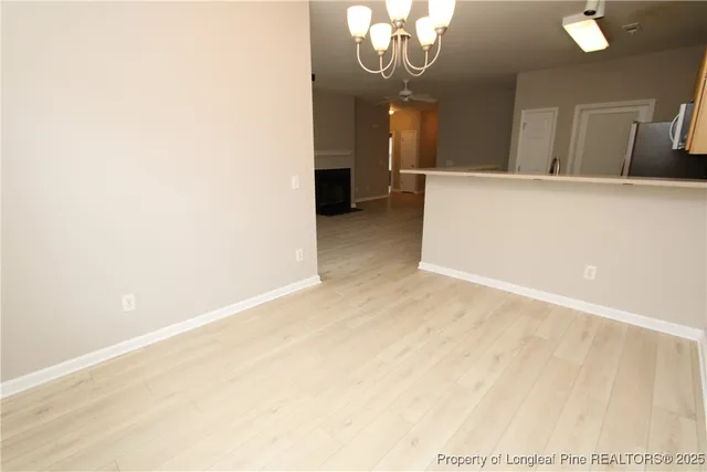 a view of a livingroom with a chandelier