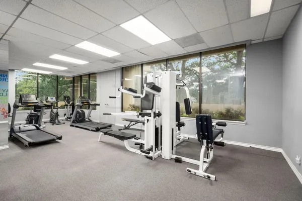 a view of a room with gym equipment