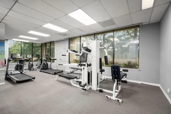 a view of a room with gym equipment