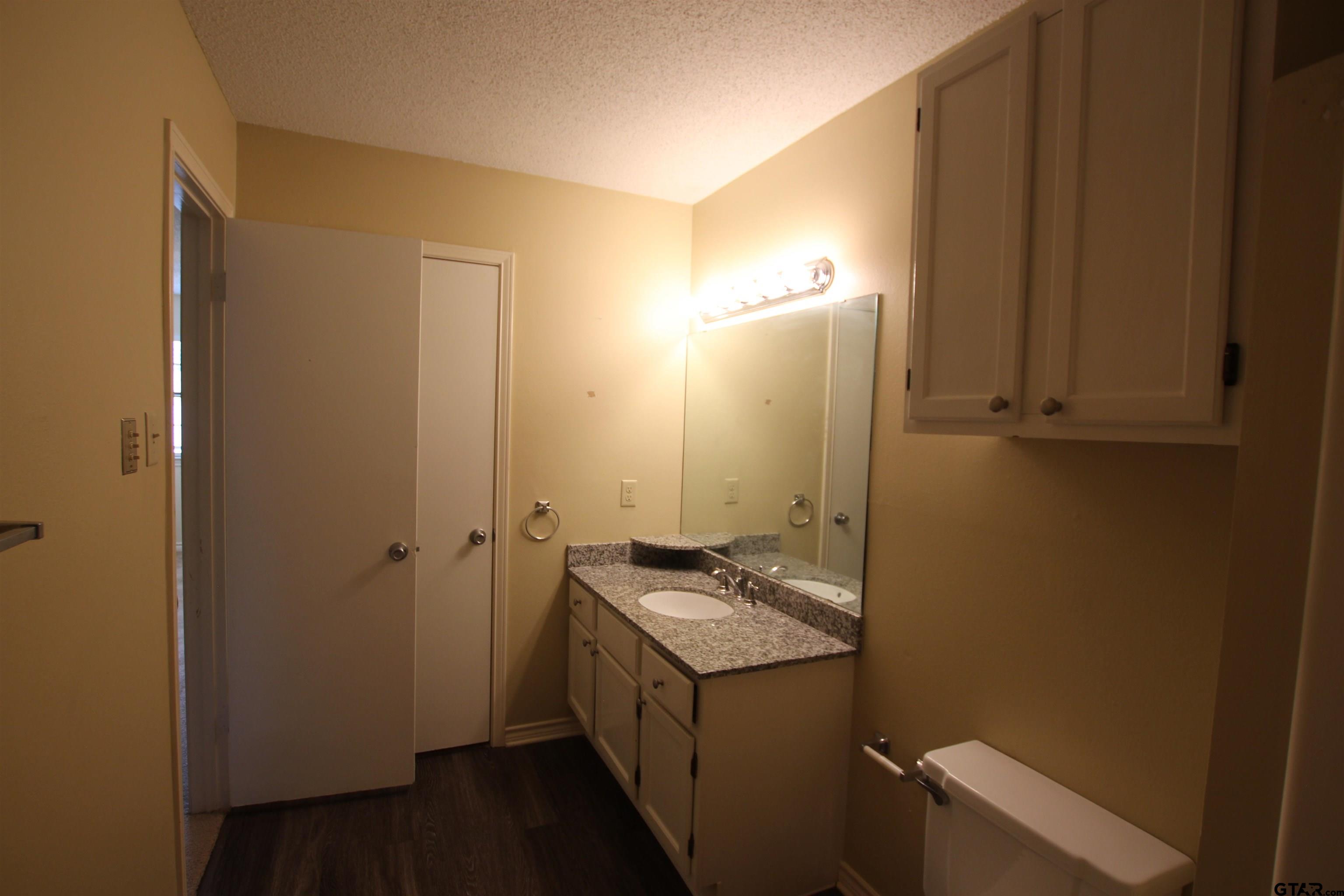 5875 Creekside Circle Tyler, TX 75703 - Photo 29 of 32 a bathroom with a sink and mirror with toilet