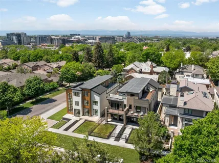an aerial view of multiple houses