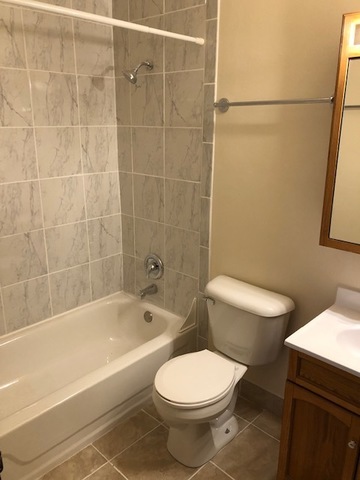 2218 West Nichols Road, Unit C Arlington Heights, IL 60004 - Photo 10 of 10 a white toilet and tub sitting next to a bathroom sink