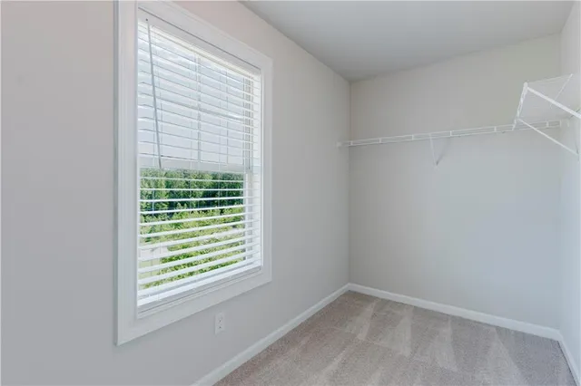 a view of a small space with a window