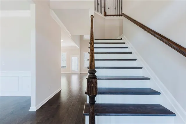 a view of entryway with wooden floor
