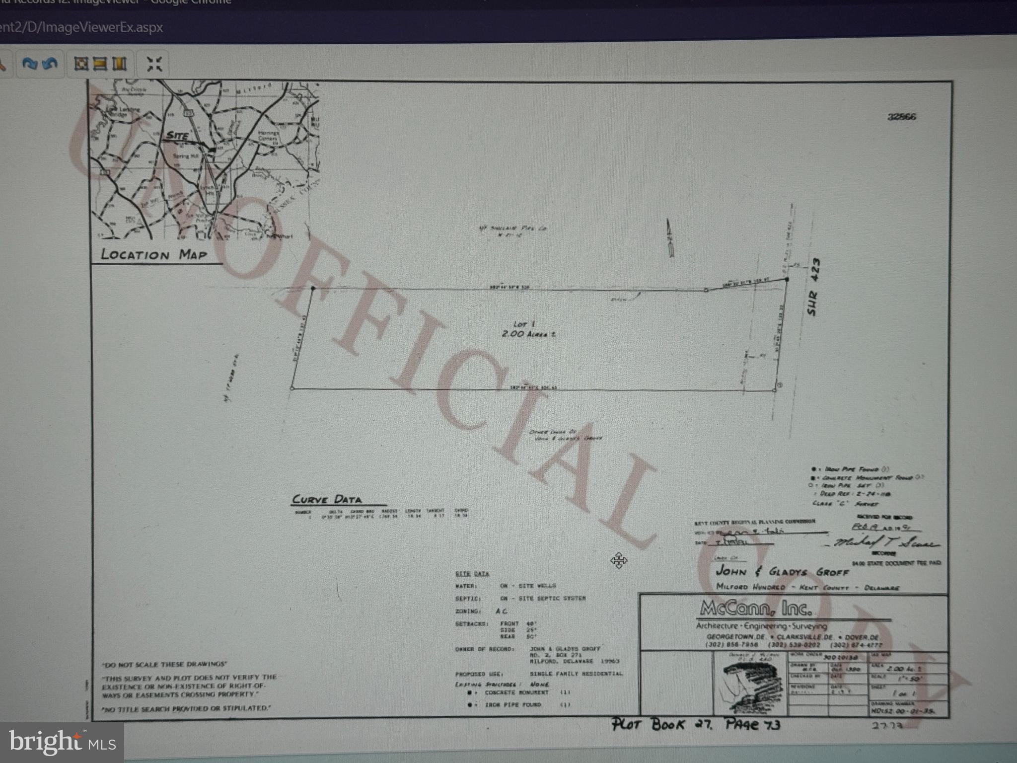 2095 Reynolds Road Milford, DE 19963 - Photo 2 of 3 Property survey map with detailed layout.