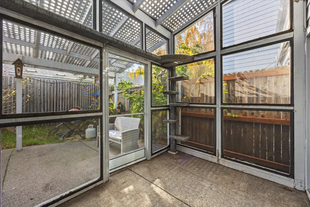 a view of an entryway with a door