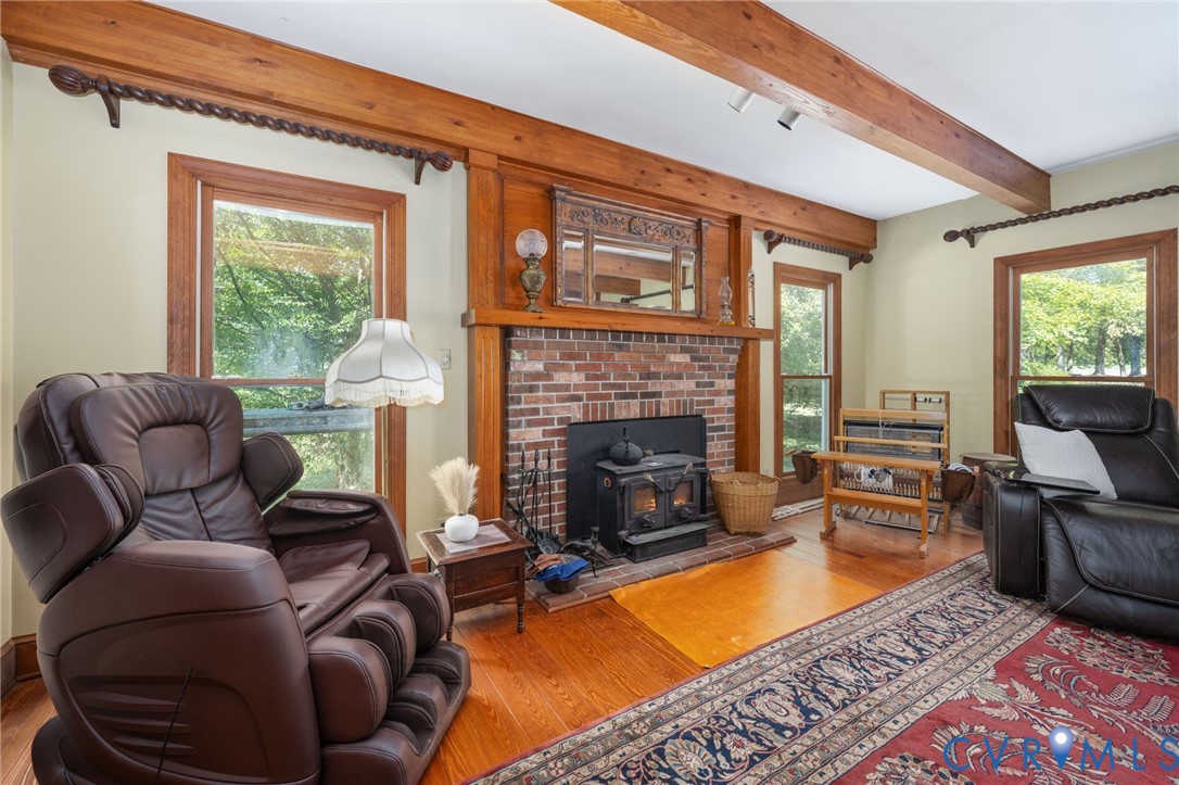 1801 Georgetown Road Heathsville, VA 22473 - Photo 50 of 83 Wood-finish flooring with exposed wood beams, a br